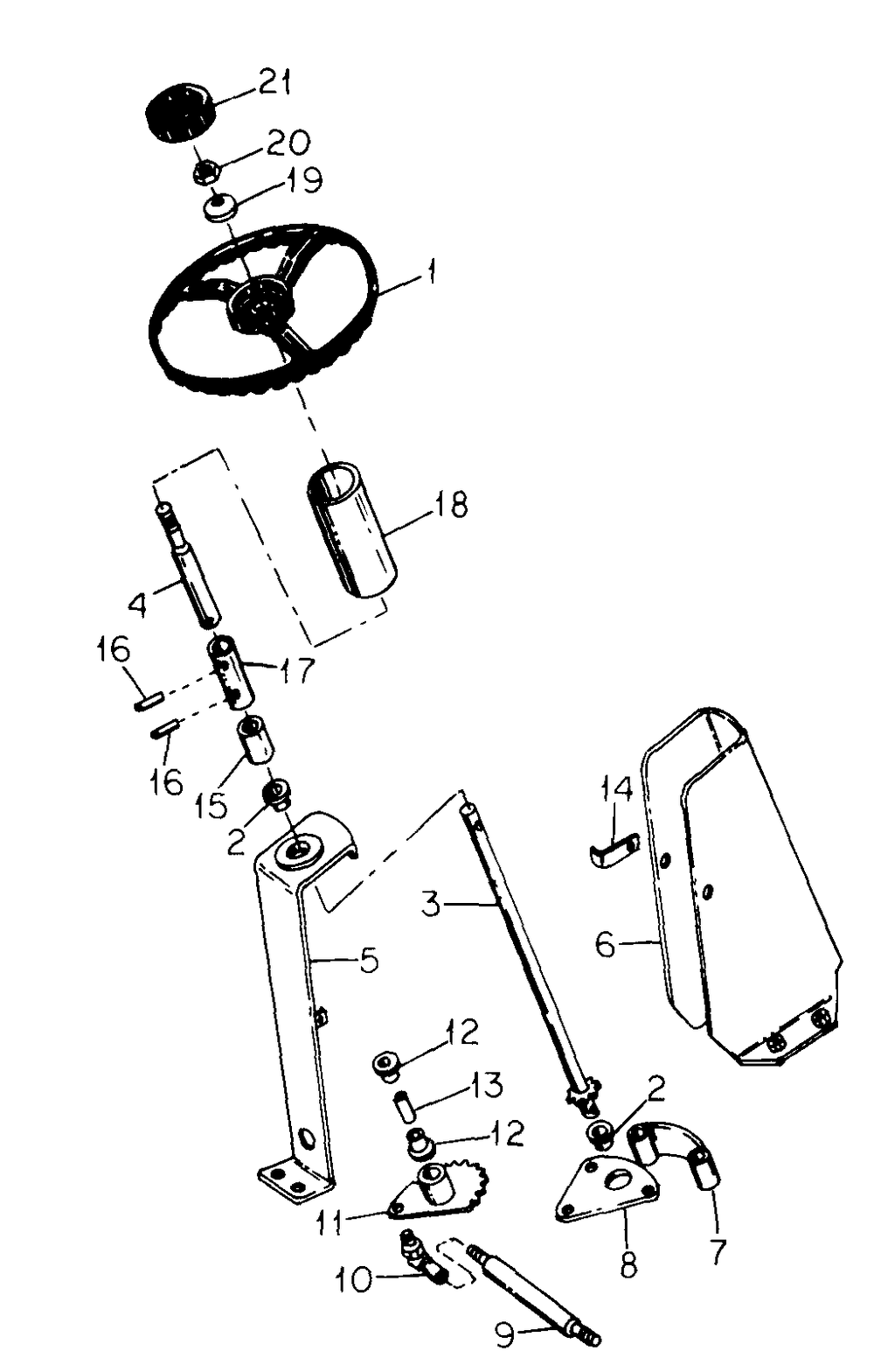 Steering Mechanism (S/N 70001 And Above) Diagram and Parts List for CADET85 (86-0340023U-0340025U-0340026U-0340029U-0340030U-0340032U-0340033U)(1975 & Since) Cub Cadet Lawn Tractor